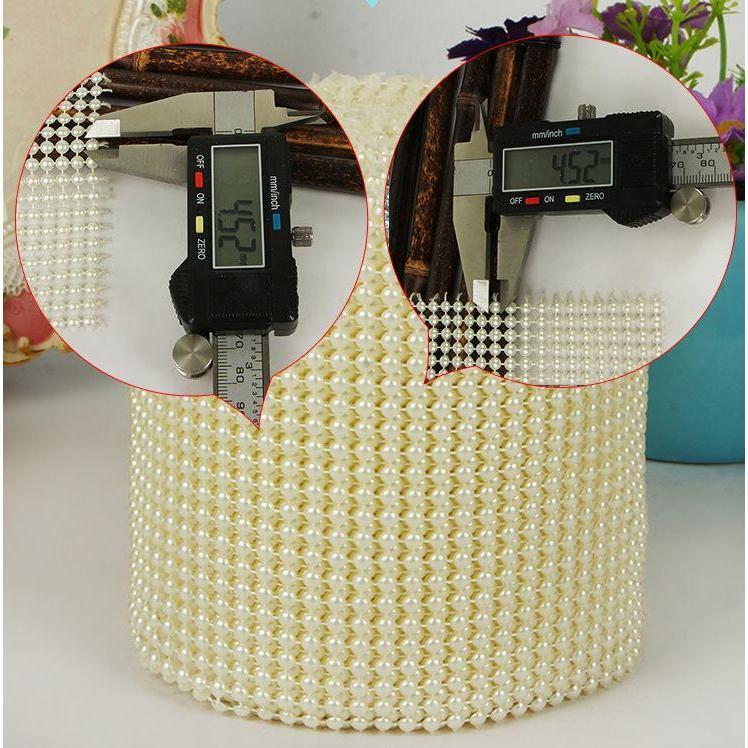 24 Rows 4mm Pearl Mesh Wrap Ribbon Bead Roll Acrylic Pearl Trim for Wedding Party Cake Vase Bridal (912L) - Image 5