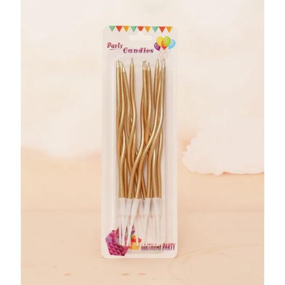 12pcs Curved Gold Plated Candles Birthday Party Decoration Happy Wedding Supplies Cake Birthday Birthday Decor(1632L) - Image 4