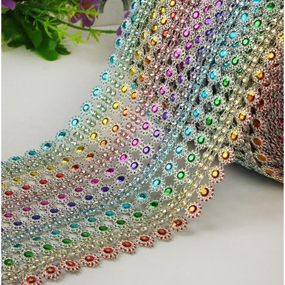 1yard Christmas Ornaments Double Row Silver Diamond Plum Mesh Wrap Crystal Rhinestone Sparkle Ribbon (911L) - Image 7