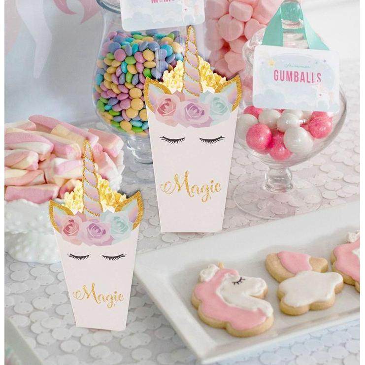 12pcs Unicorn Party Decoration Popcorn Box Plates Shower Birthday Decors-343