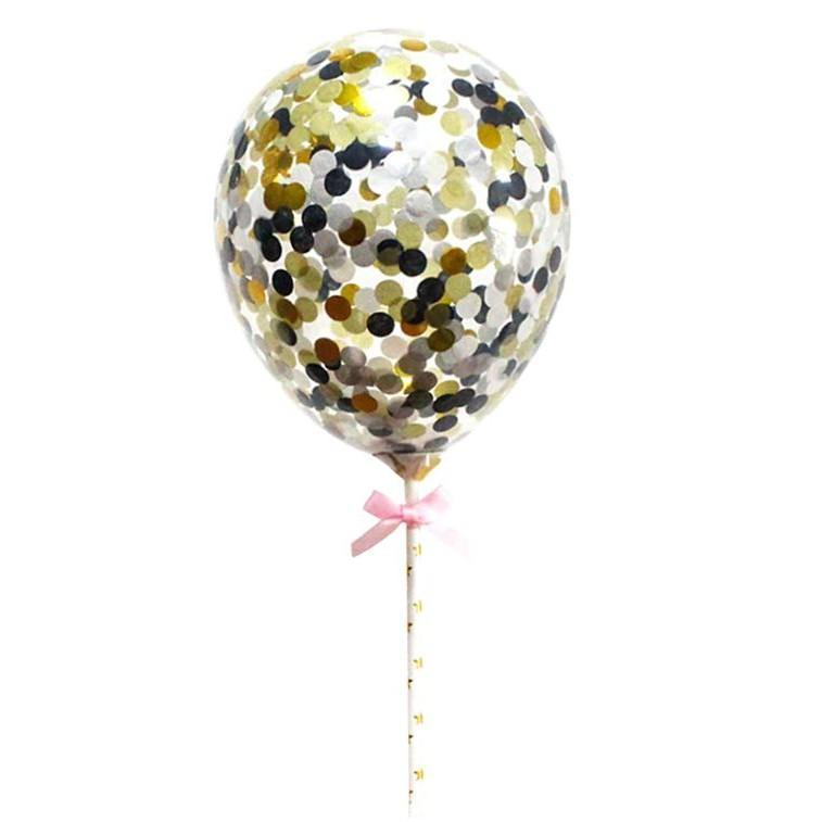 5inch confetti balloon Cake Topper Happy Birthday Cupcake Topper For Baby Shower with Paper Straw Ribbon 插牌摆件插旗 (395L) - Image 15