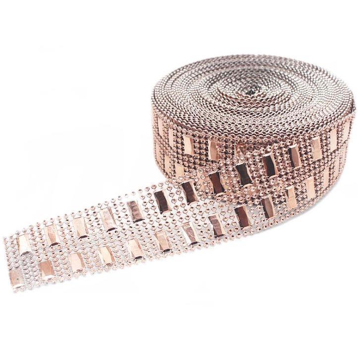 1yard/pack Bling Diamond Mesh Roll Sparkle Acrylic Party Birthday Wedding Table Cake Rhinestone Wrap 塑料仿钻线排钻 (621L) - Image 10