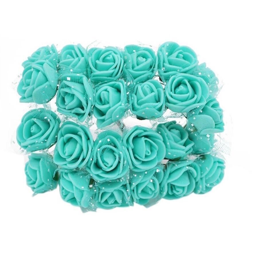 12pcs/pack 2cm Artificial PE Foam Flower Bouquet Mini Silk Rose Head DIY Teddy Bear Wreath Fake Flowers Decor(672L) - Image 9