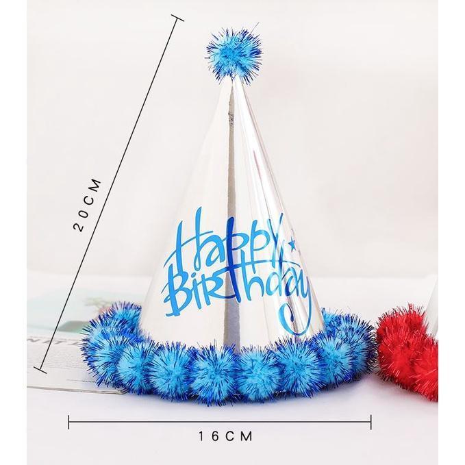 1PCS Birthday party decoration hair ball party hat children adult birthday dress up supplies plush ball party (1935L) - Image 3