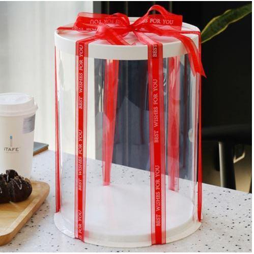 6/8/10 inch Transparent Empty White Paper/PVC Round Gift Box for Cake Box Teddy Bear Rose Bear Flower Rabbit Gift(897L) - Image 15