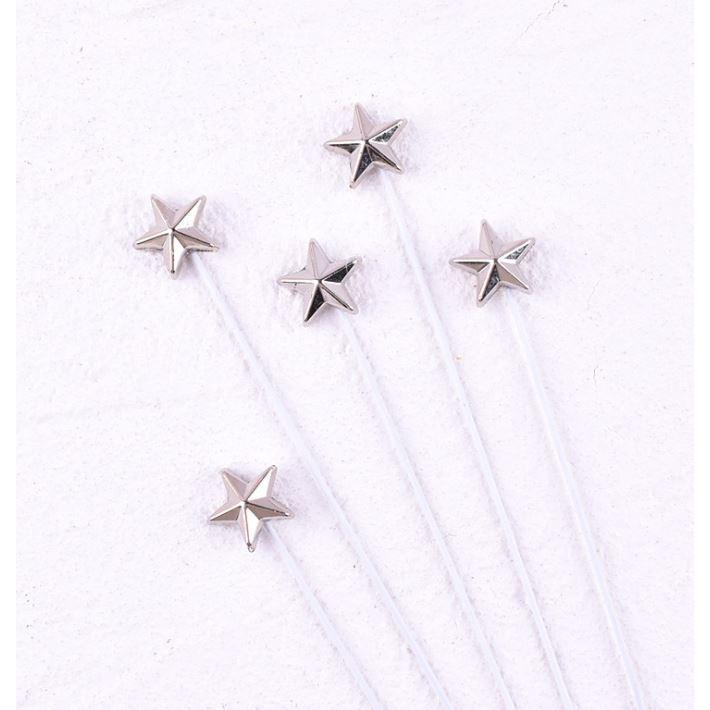 5pcs Gold Silver Stars Cake Toppers Happy Birthday Decoration for Wedding Valentines Day Party Baking Lovely Gift(1029L) - Image 5