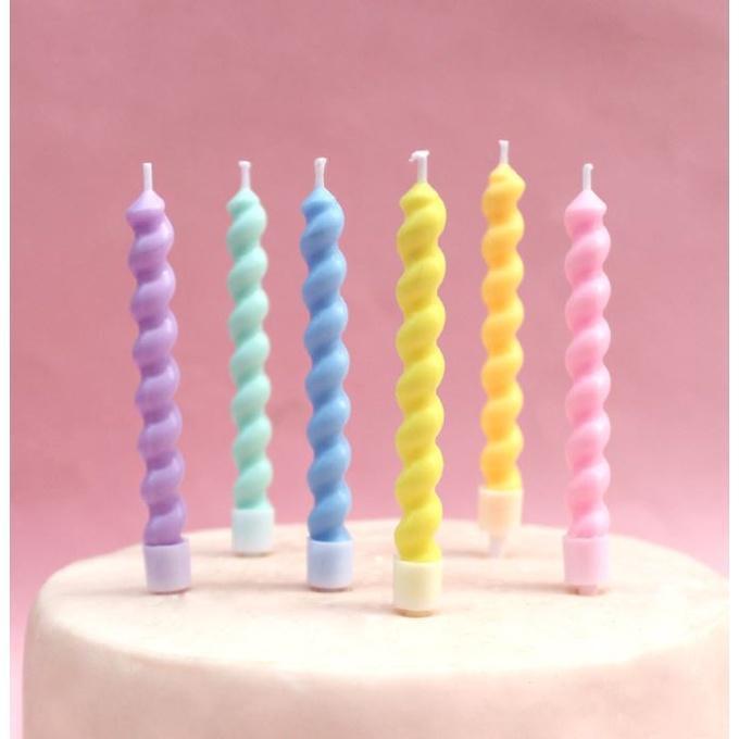 6pcs of macarons twisted thread birthday candles party supplies wedding decoration baby birthday party decoration(1627L) - Image 2