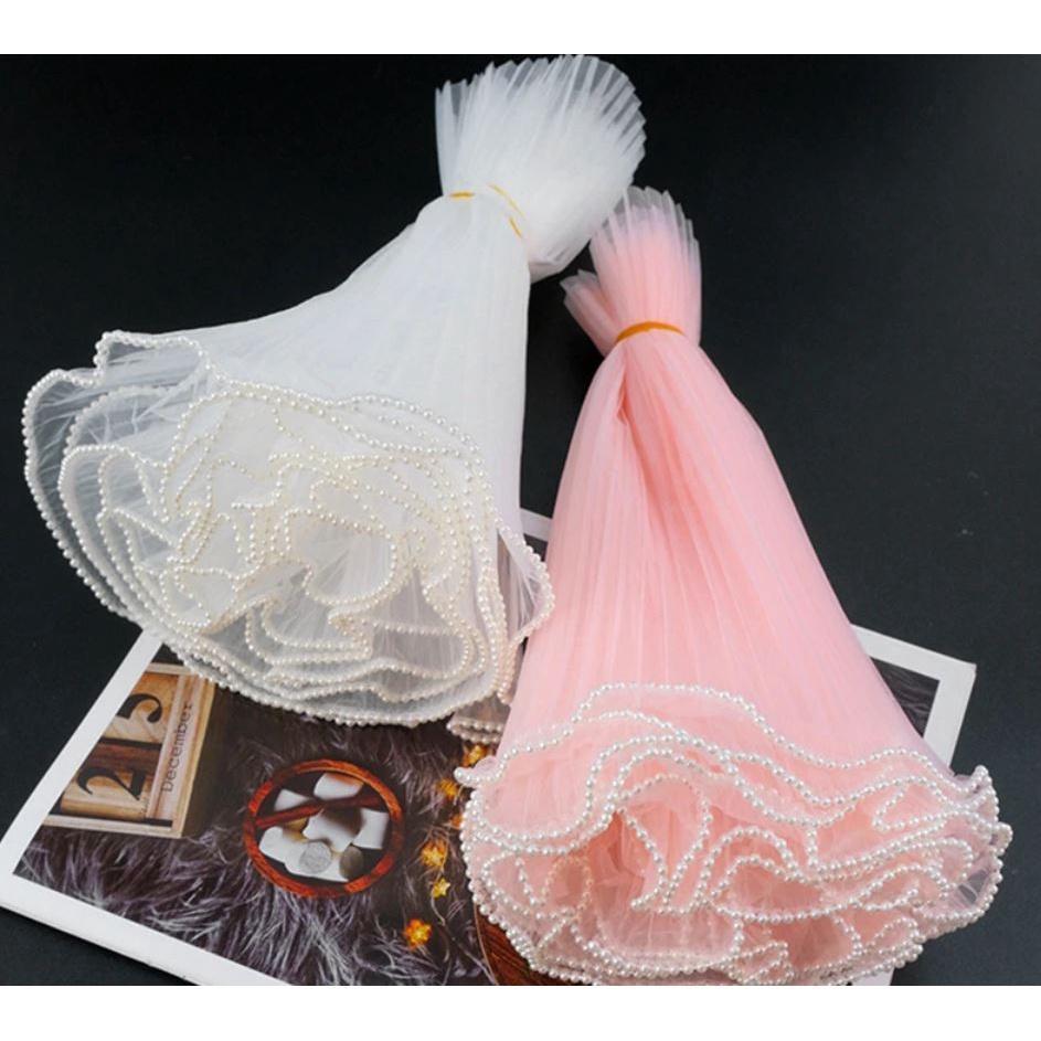 30cm x 4.5yard Pearl Wave Yarn Edge Mesh Flower Wrapping Lace Mesh Yarn DIY Craft Valentine's Day Florist Bouquet(1844L) - Image 5