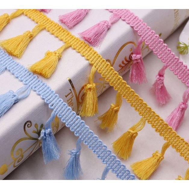 Polyester Cotton Fringe 1yard 4.0cm Lace Tassel Trimming Colorful Ribbon Garment Sewing Accessory 彩色流苏花边(1917L)