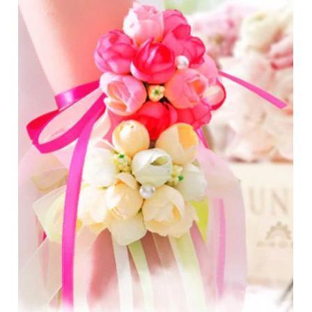 4pcs/pack Hand Flower Wrist Corsages Silk Lace 手腕花韩式婚礼伴娘姐妹手花 (288L) - Image 8