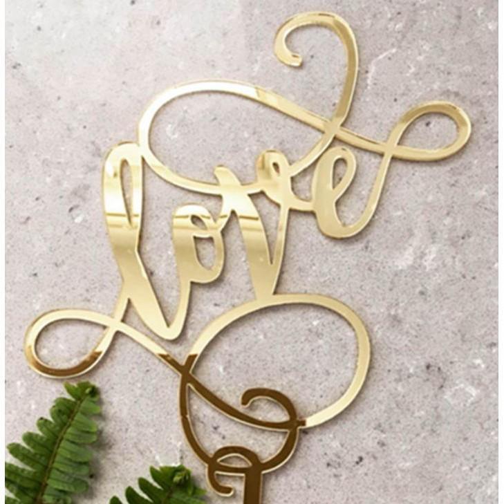 LOVE Wedding Acrylic Cake Topper Gold. Silver, Rose Gold Love Cupcake Topper (417L) - Image 6