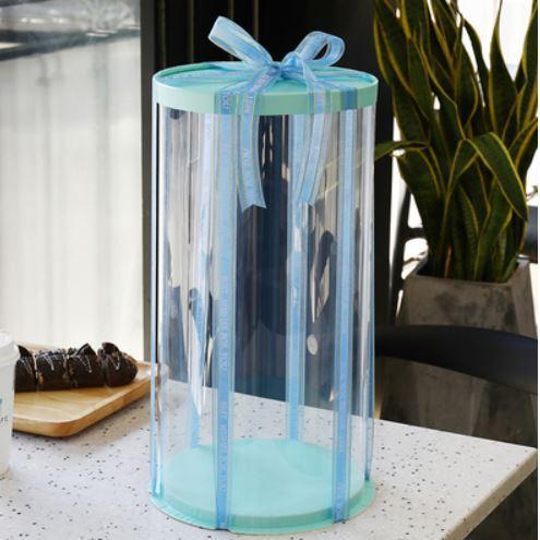 6/8/10inch Transparent Empty Tiffany Paper/PVC Round Gift Box for Cake Box Teddy Bear Rose Bear Flower Gift Box(900L) - Image 18