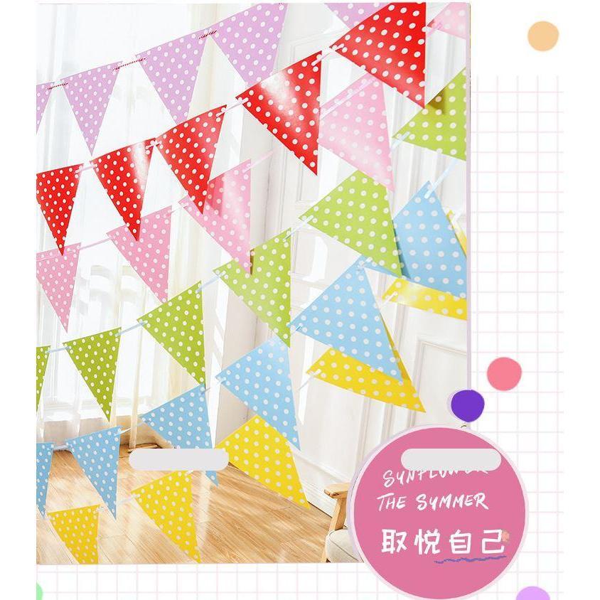 12 Flag Paper Pennant Bunting DIY Home Decoration Festive Party Decoration Bunting Kids Room Decoration Garland (1125L) - Image 2