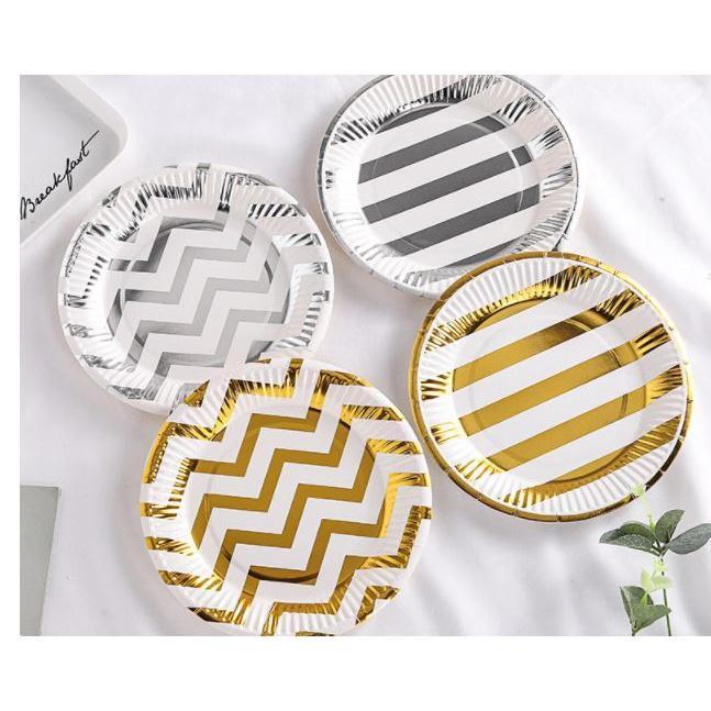 5pcs/lot 7/9inch Foil Gold Dot Birthday Wedding Party Supplies Decoration Cake Dish Disposable Paper Plates Baby (1758L) - Image 4