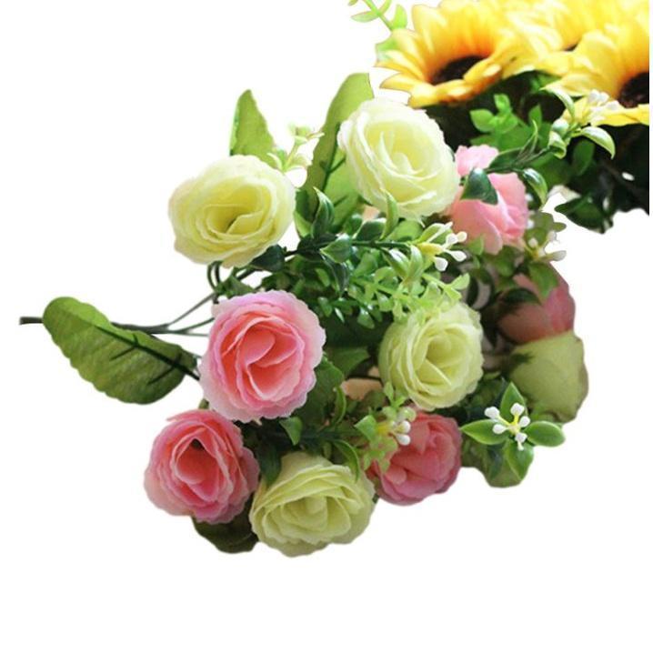 Artificial Flowers Silk Rose 10Heads/Bouquet Gypsophila DIY Family Wedding Decoration Hotel Store Dining Table (1415L) - Image 12