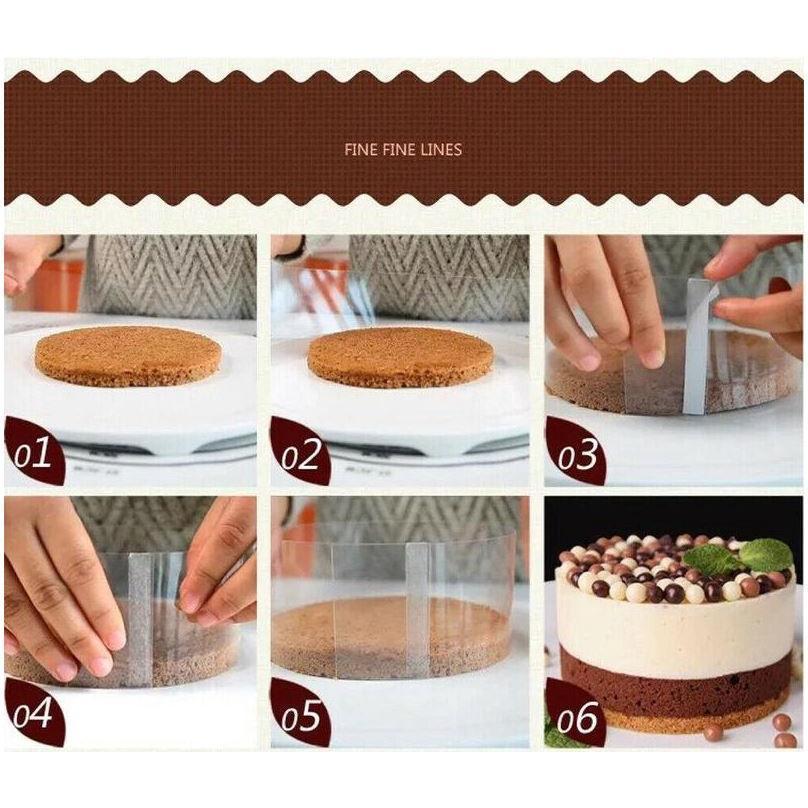 6/8/10/12cm Hard Soft Transparent Paper Clear Mousse Surrounding Edge Wrapping Tape Baking Cake Dessert Collar (1611L) - Image 9
