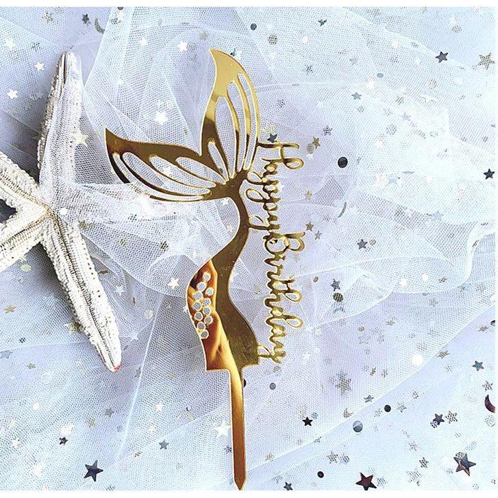New Mermaid Tail Acrylic Cake Topper Wedding Mermaid Laser Paper Cake Topper For Birthday Party Cake Decorations(996L) - Image 13