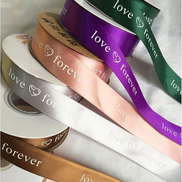 25mm Print Forever Love Silk Ribbons Wedding Car Festival Bridal Accessories Diy Gifts Box Christmas Decor (1248L) - Image 5