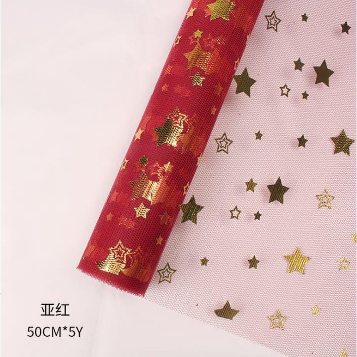 50cm x 5 Yard/roll Star Soft Lace Mesh Wrapping Paper Flower Bouquet Florist Supplies DIY Decor Valentine's Day(1832L) - Image 12