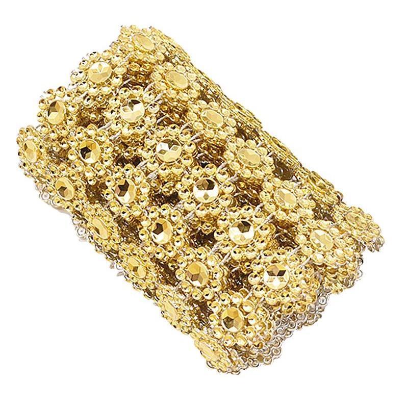 10Yard Sunflower Rhinestone Crystal Ribbon Faux Diamond Ribbon Acrylic Flower Mesh Wrap Tape for Wedding Party (1460L) - Image 6
