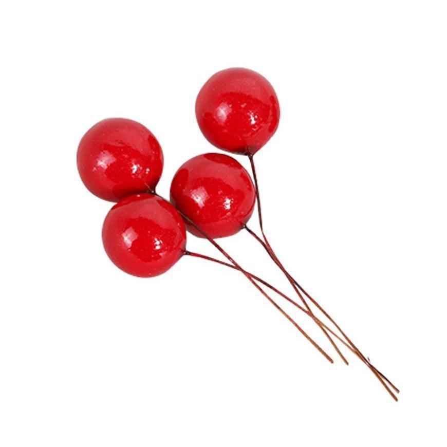 8/10/12/15/20mm Mini Fake Plastic Fruit Small Berries Artificial red cherry Stamen Pearlized Wedding Christmas樱桃小红(275L) - Image 10