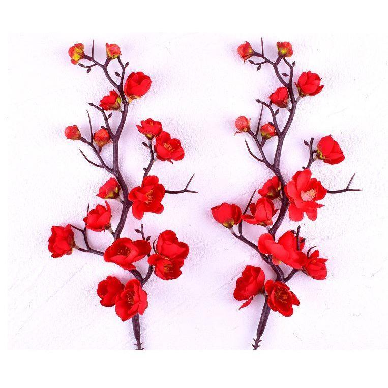 Romantic Wedding Birthday Party Cake Topper Red Plum Blossom Twig Artificial Fake Flowers Plant Home (1030L) - Image 7