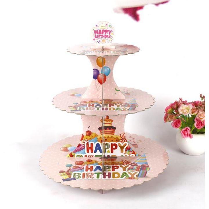 3-layer Cake Stand Three-tier Round Foldable Paper Cake Holders Birthday Wedding Party Dessert Shelf Decoration (1344L) - Image 10
