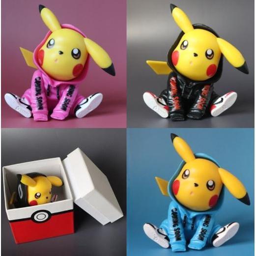 Pokemon Pikachu Pink and Blue Hoodie Sneakers Cute Action Figure Ornament Model Toys 风衣皮卡小精灵神奇宝贝(1670L)