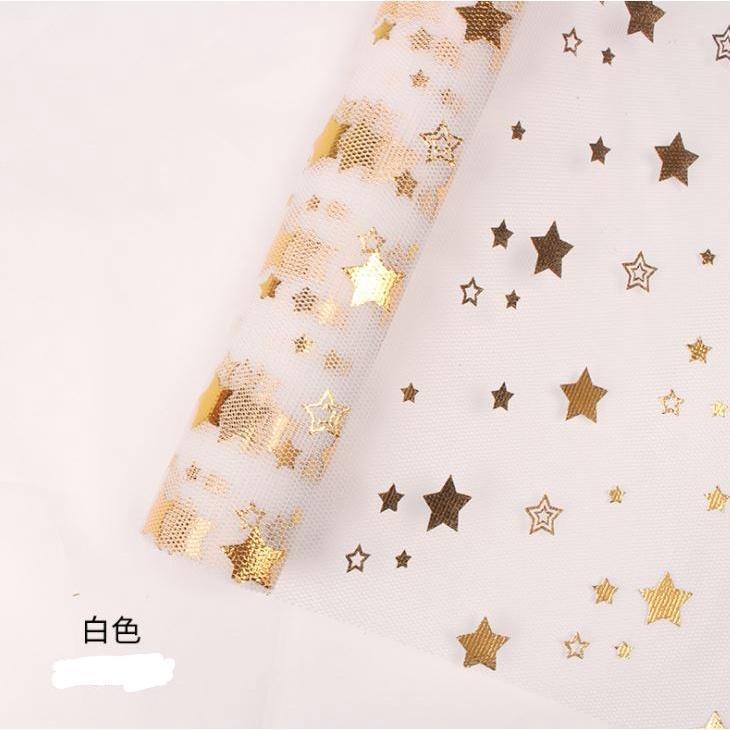 1Yard Gold Star Yarn Scrapbook Decorate Gauze Flowers Bouquet Wrapping Paper Florist Materials Supplies Christmas(1833L) - Image 11