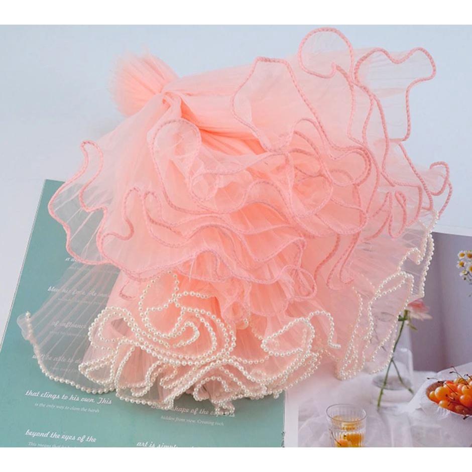 30cm x 4.5yard Pearl Wave Yarn Edge Mesh Flower Wrapping Lace Mesh Yarn DIY Craft Valentine's Day Florist Bouquet(1844L) - Image 4