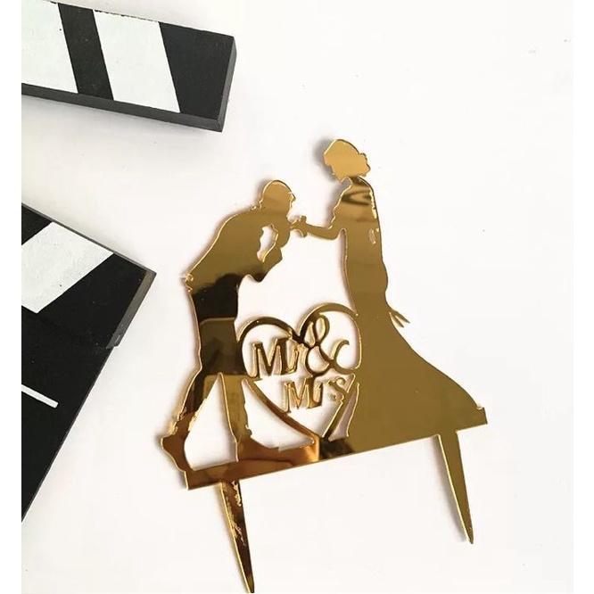 Wedding Acrylic Cake Topper Mr Mrs Wedding Decorations Acrylic Gold Cake Toppers Marriage Party Supplies (414L) - Image 17