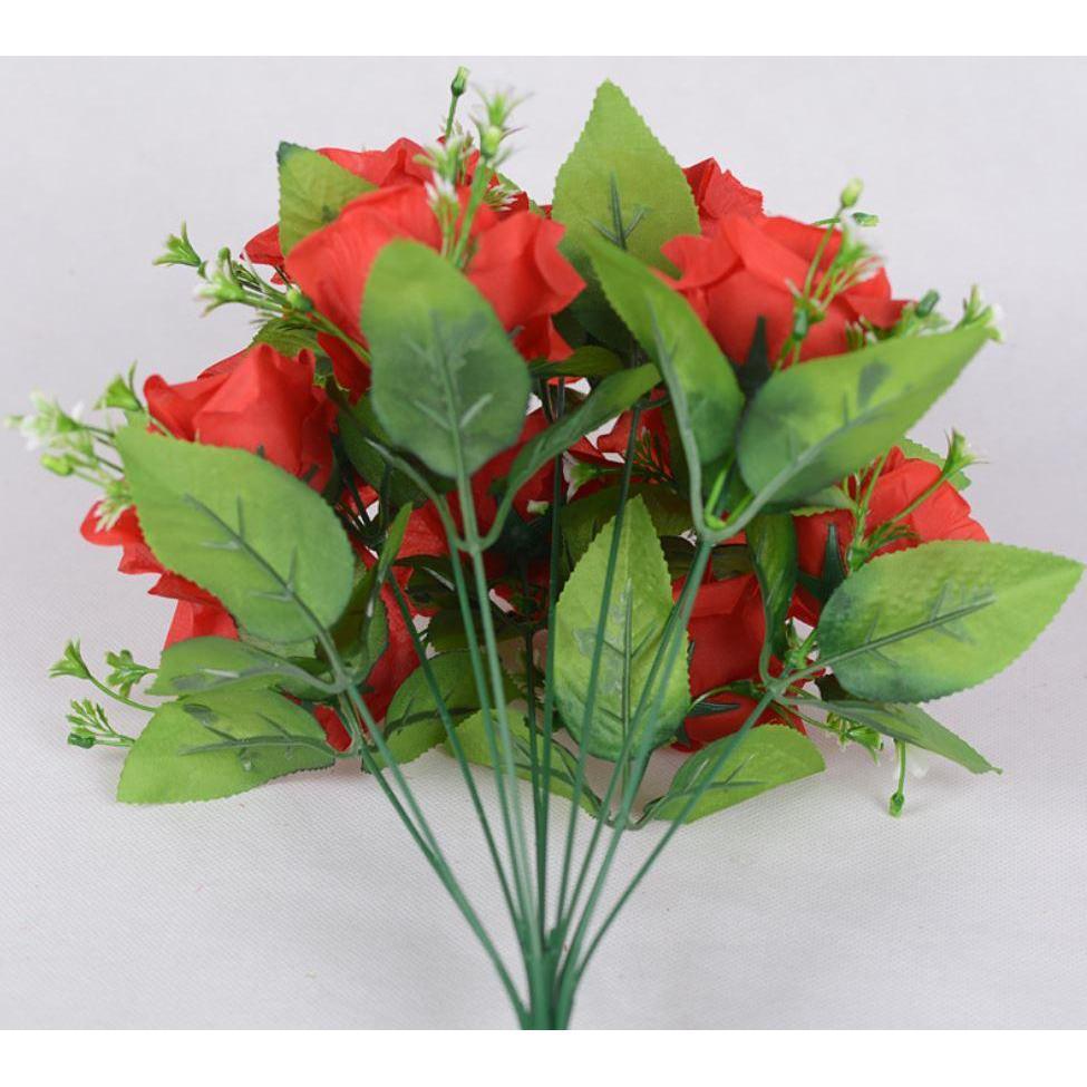 12 Heads Artificial Flowers Rose Gypsophila Bouquet Silk Rose Bouquet DIY Wedding Holding Flowers (669L) - Image 2