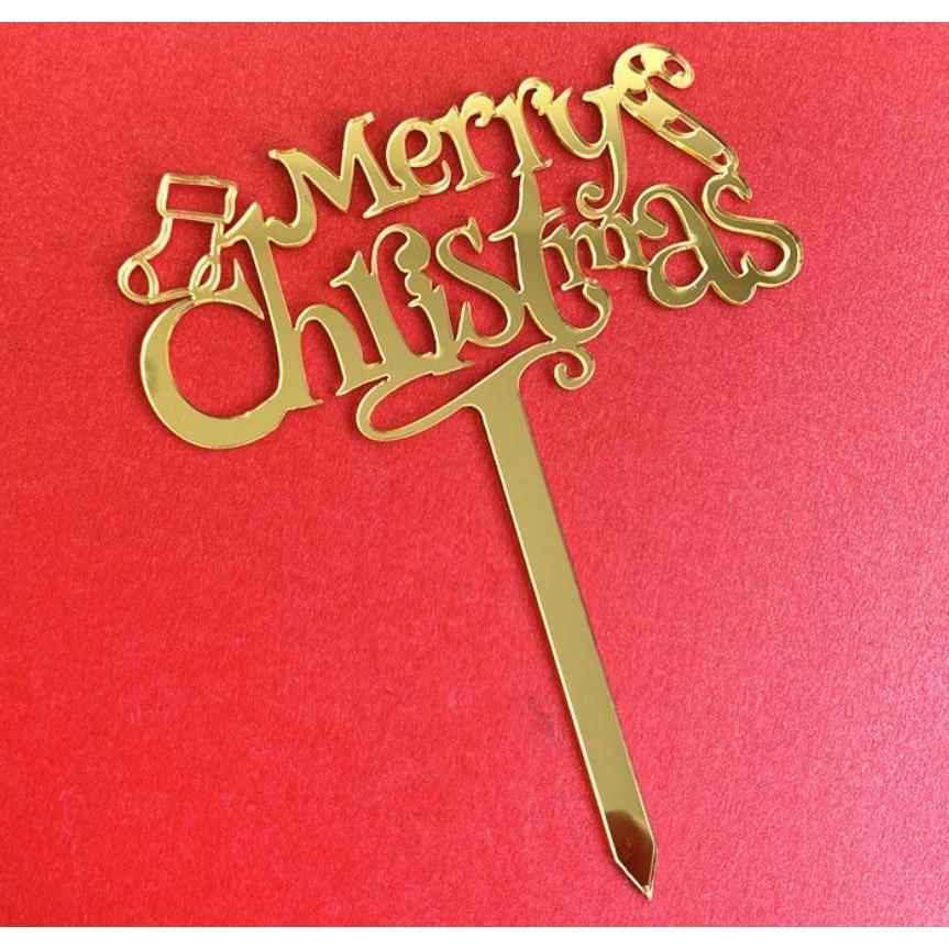 Cake Decorations Acrylic Gold Red Sliver Merry Christmas Letter Happy New Year Dessert Cupcake Toppers Christmas(1000L) - Image 6
