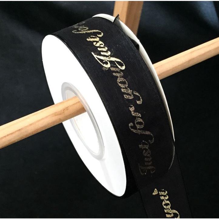 2.5cm 1yard Organza Ribbon Just For You Gold Foil Printed Ribbon For Gift Packaging Wedding DIY Crafts (1498L) - Image 10