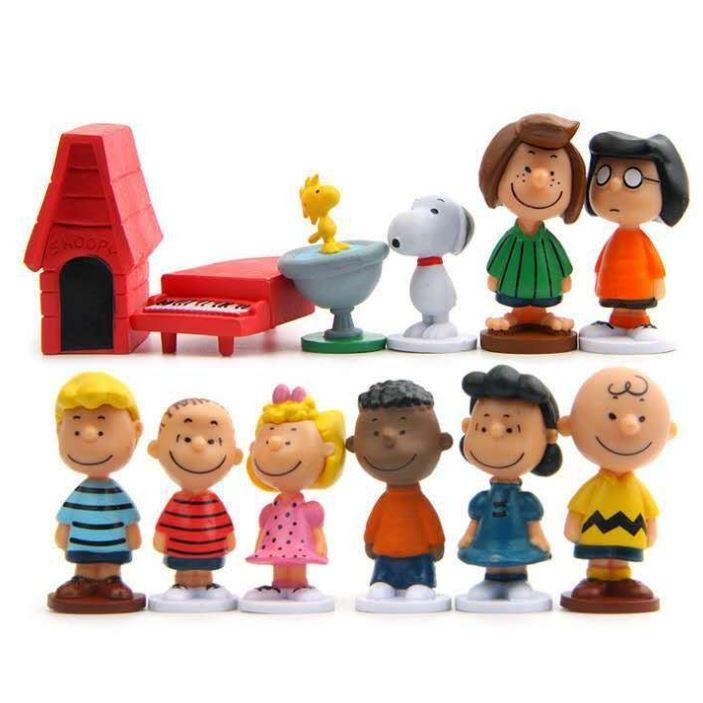 12 Pieces/set Cute Anime Peanut Doll Brown PVC Action Figures(1302L)