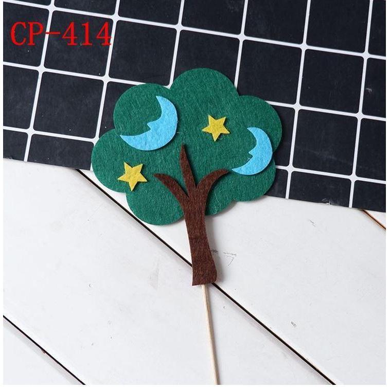 Cyuan Felt Green Trees Cake Toppers Woodland Jungle Party Happy Birthday ChildrenPartyBabyShowerBoyCakeDecoration(1145L) - Image 19