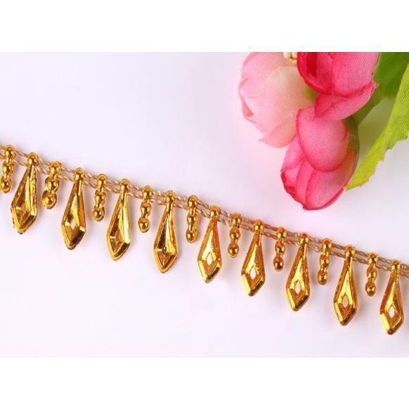 1yard 2cm Gold Silver Leaf Chain Plastic beads Ribbon For Cosplay Performance Sewing Accessories DIY Crafts 吊坠珠链(1550L) - Image 15