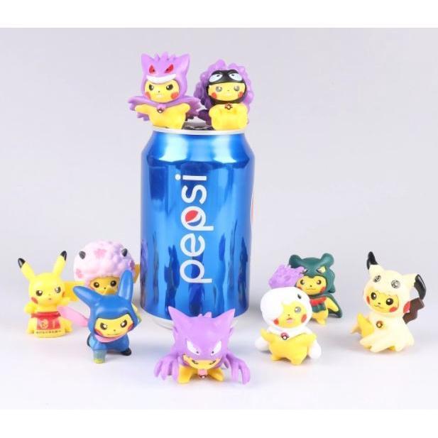 Pokemon figurenes doll Pikachu Gashapon Fashion Cross dress mini figure model 4-5CM kids birthday gift 幽灵卡通服皮卡丘公仔(1804L) - Image 5