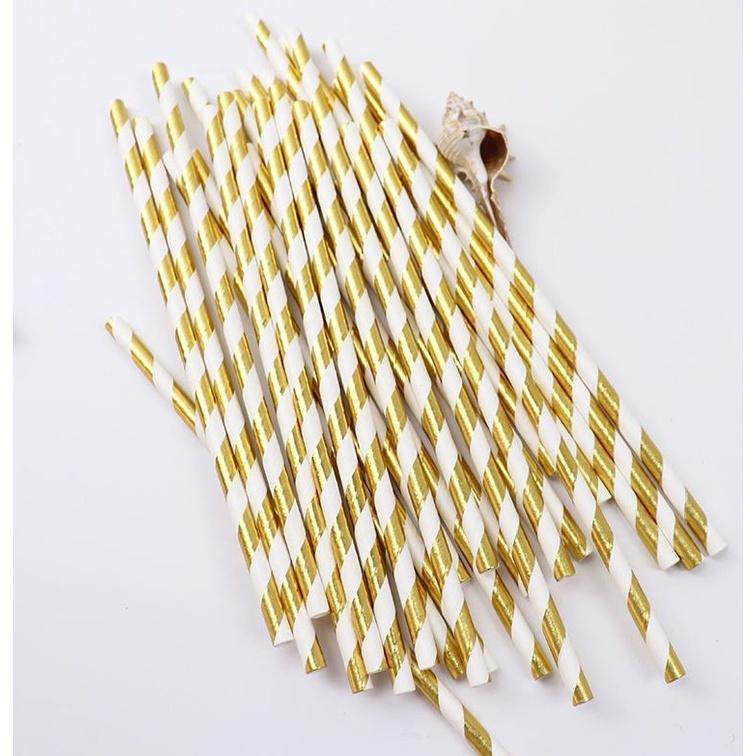 25pcs Foil Gold Disposable Drinking Paper Straws For Birthday Wedding Deco Christmas Party Event Supplies(1929L) - Image 3