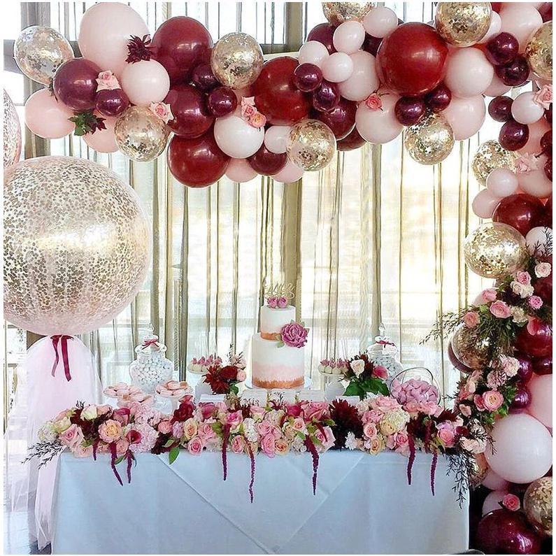 100pcs 10inch Burgundy Latex Balloons Gold Dark Blue Party Globos Baby Shower Wedding Birthday (591L) - Image 3