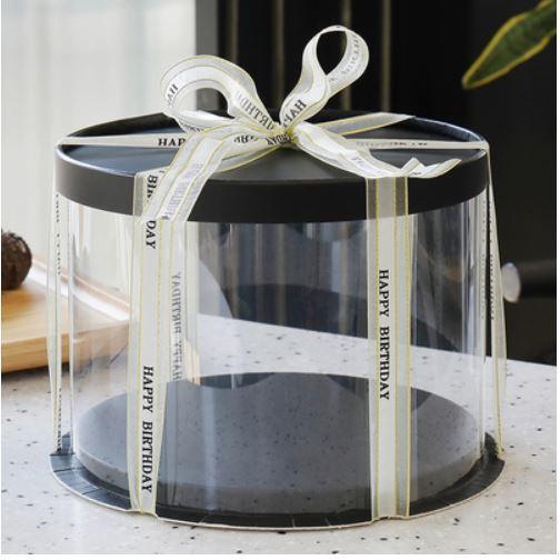 6/8/10inch Transparent Empty Black Paper/PVC Round Gift Box for Cake Box Teddy Bear Rose Bear Flower (899L) - Image 16