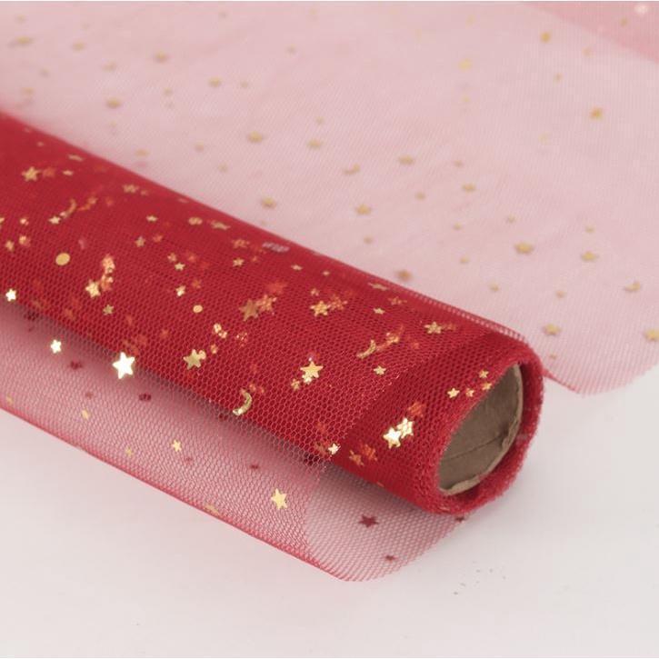 1roll Star Moon Soft Lace Mesh Wrapping Paper Flower Bouquet Florist Supplies DIY Decor Valentine's Day Gift(1420L) - Image 12