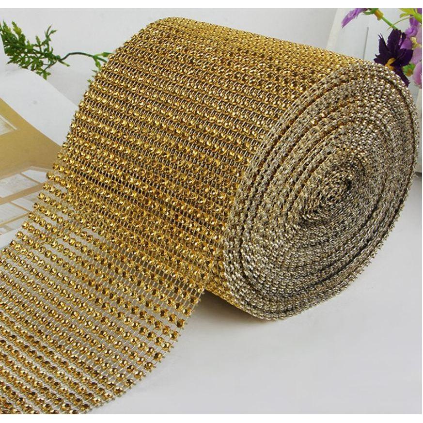 New 1yard Colorful Plastic Diamond Rhinestone Mesh Ribbon Roll Sparking Wedding Ornament 24 Rows Decorative(910L) - Image 15