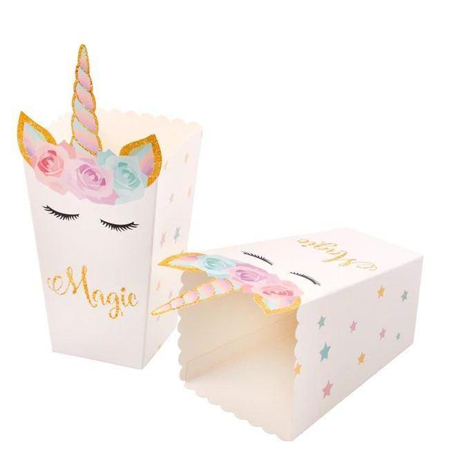 12pcs Unicorn Party Decoration Popcorn Box Plates Shower Birthday Decors-343 - Image 3
