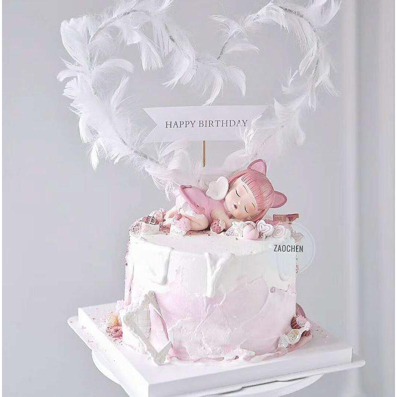 Cartoon Prone Sleeping Angel Cake Decor Ornament Wedding Engagement Kids Birthday Party (970L) - Image 4