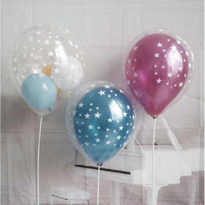 10pcs/lot 12inch Clear Stars Romatic Pearl Thick Latex Balloons Transparent Ball(411L) - Image 2
