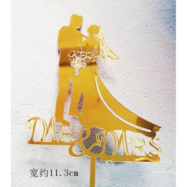 Wedding Acrylic Cake Topper Mr Mrs Wedding Decorations Acrylic Gold Cake Toppers Marriage Party Supplies (414L) - Image 6
