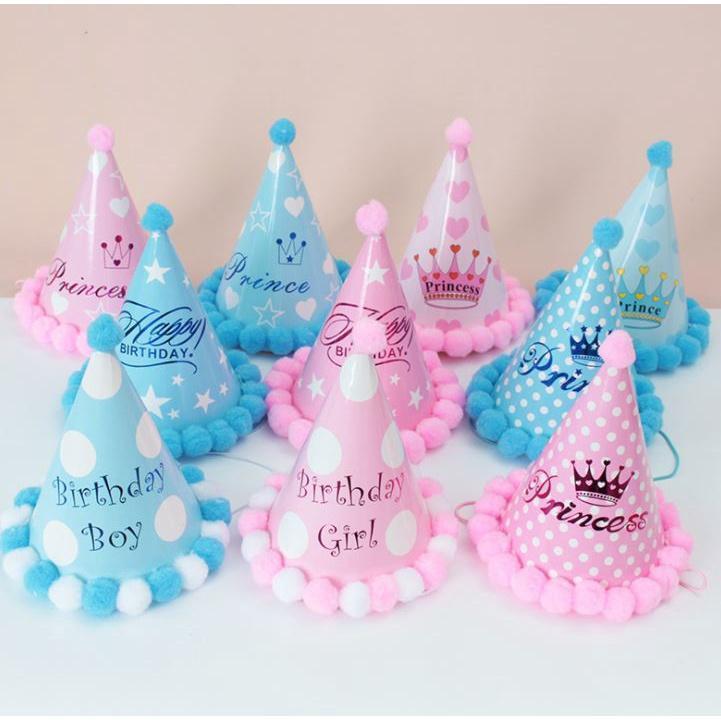 NEW Baby Kid Rainbow Birthday Party Hat Child Crown Decoration Pompon Paper Cap Cartoon Pattern Festival Colorful(1336L) - Image 2