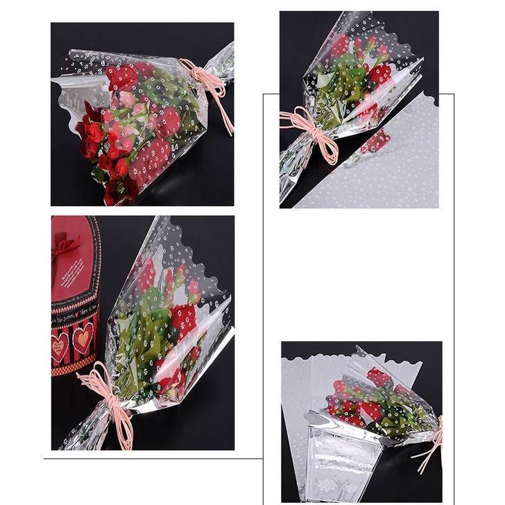 100pcs Flower Wrapping Paper Silver Single Branch Bag OPP Waterproof Cellophane Fresh Bouquet (562L) - Image 6