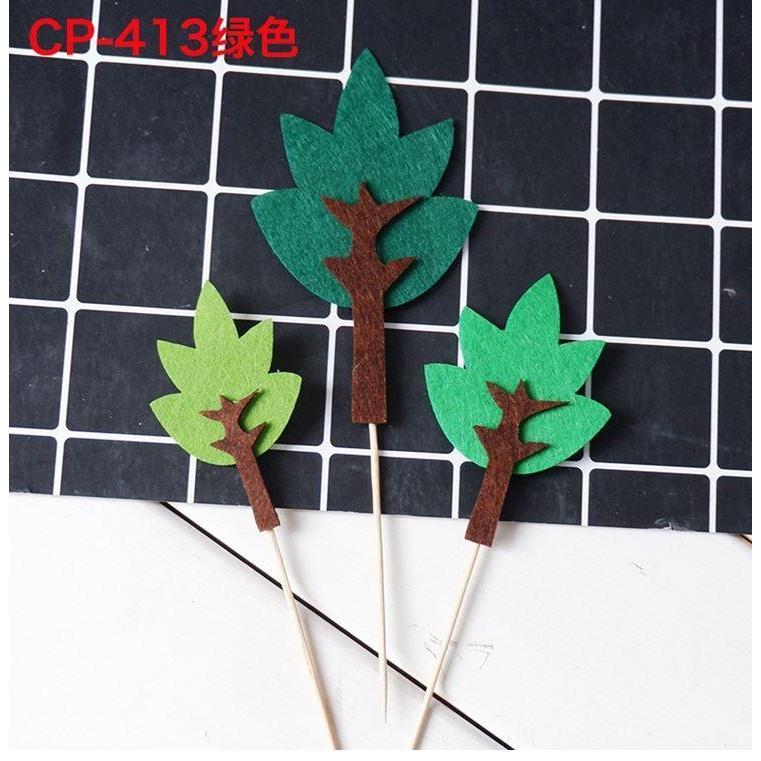 Cyuan Felt Green Trees Cake Toppers Woodland Jungle Party Happy Birthday ChildrenPartyBabyShowerBoyCakeDecoration(1145L) - Image 15